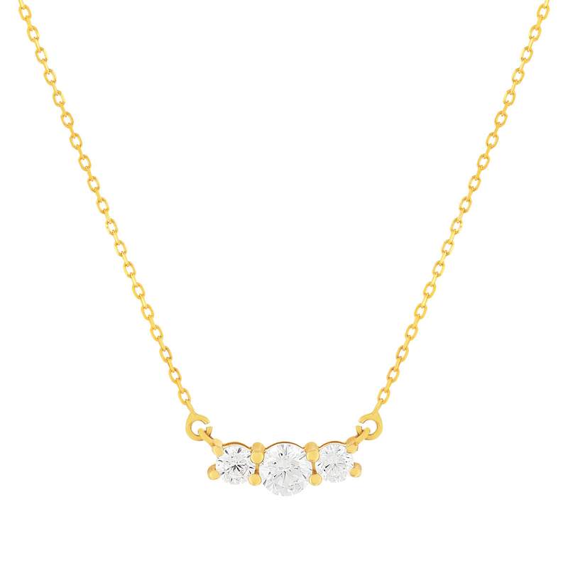 Collier or 375 jaune zirconias, 45 cm - vue 1