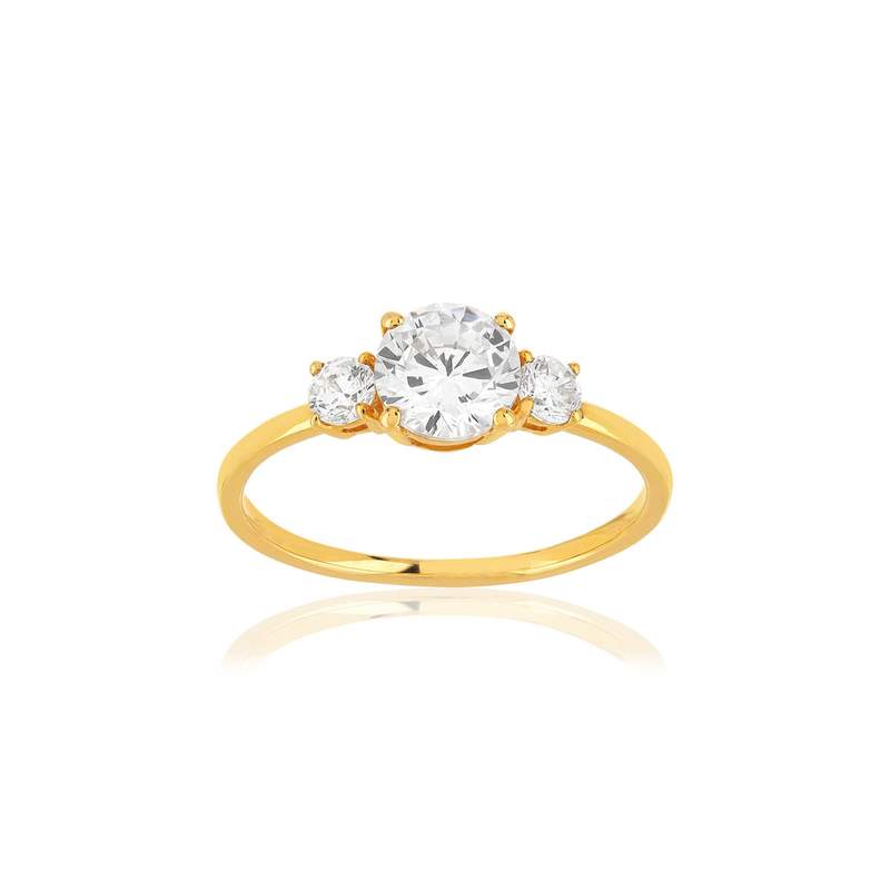 Bague or 375 jaune zirconias - vue 1