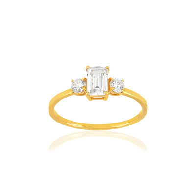 Bague or 375 jaune zirconias