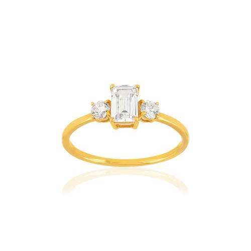Bague or 375 jaune zirconias