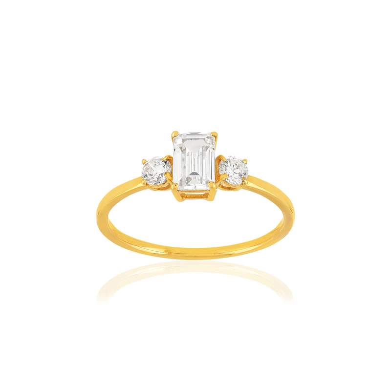 18K yellow gold ring with zirconia stones - view 1
