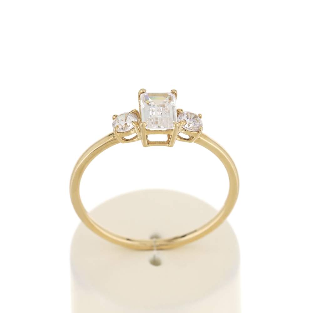 18K yellow gold ring with zirconia stones - view 1