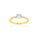 Bague or 375 2 tons zirconias - vue 1