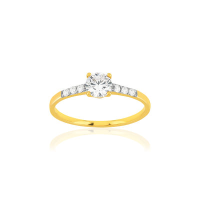 Bague or 375 2 tons zirconias