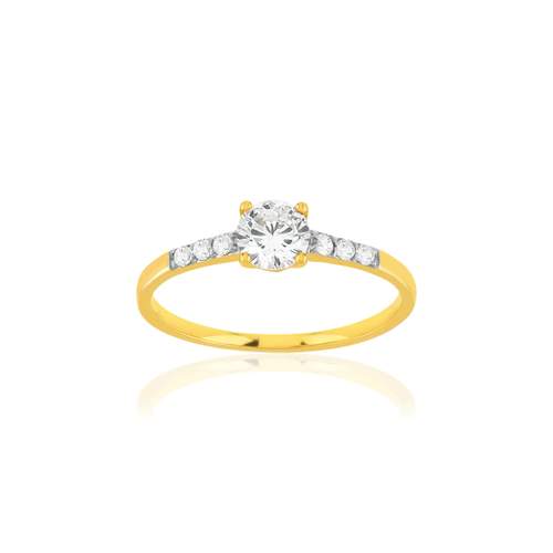 Bague or 375 2 tons zirconias
