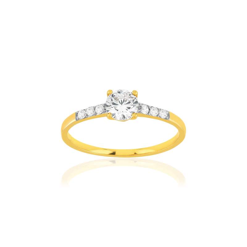 Bague or 375 2 tons zirconias - vue 1