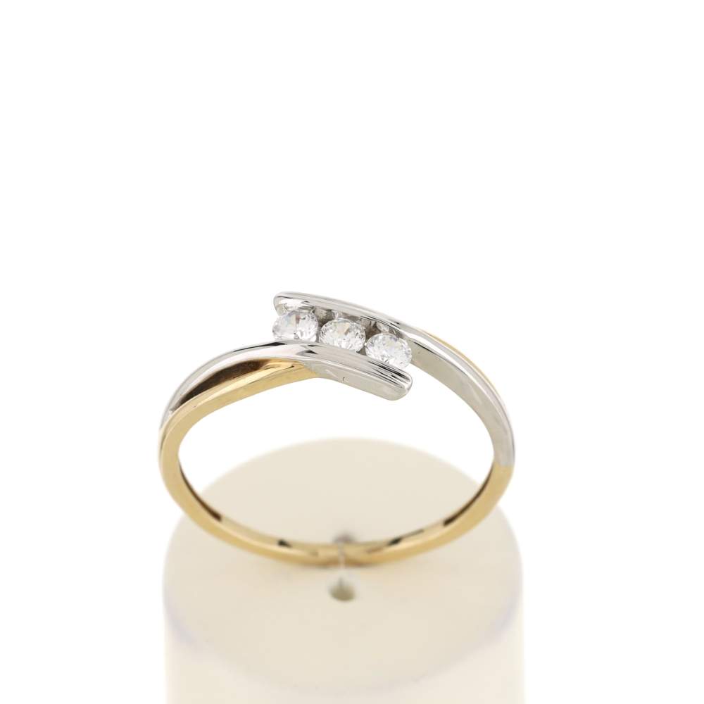 Bague or 375 2 tons zirconias - vue 1