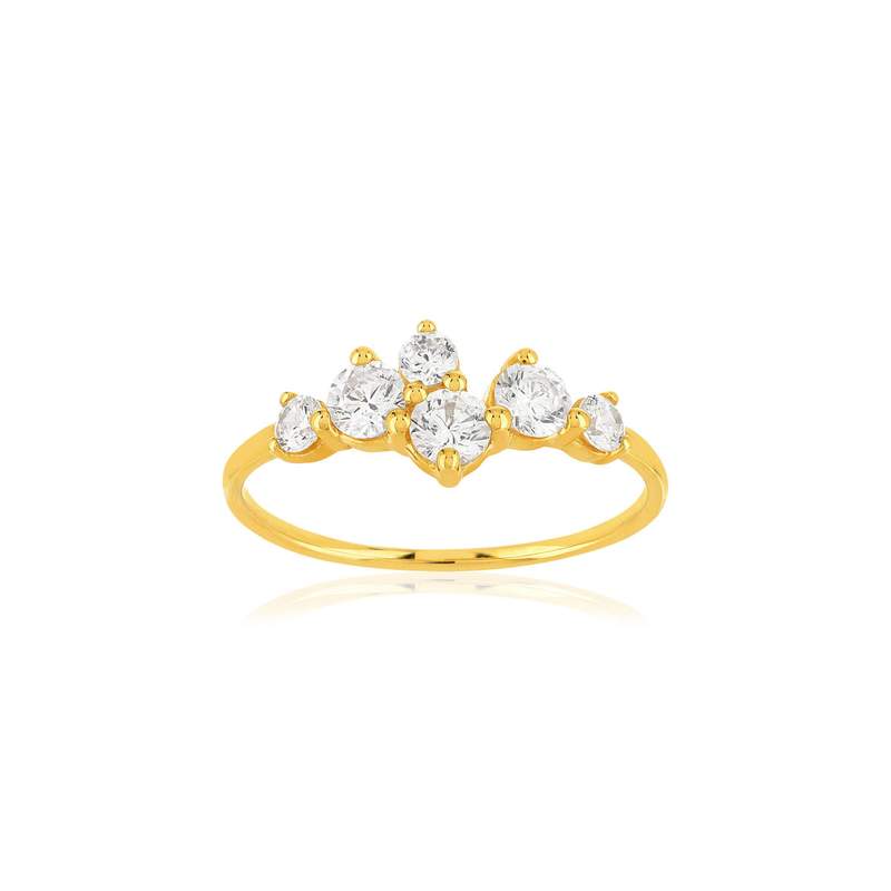 Bague or 375 jaune zirconias - vue 1