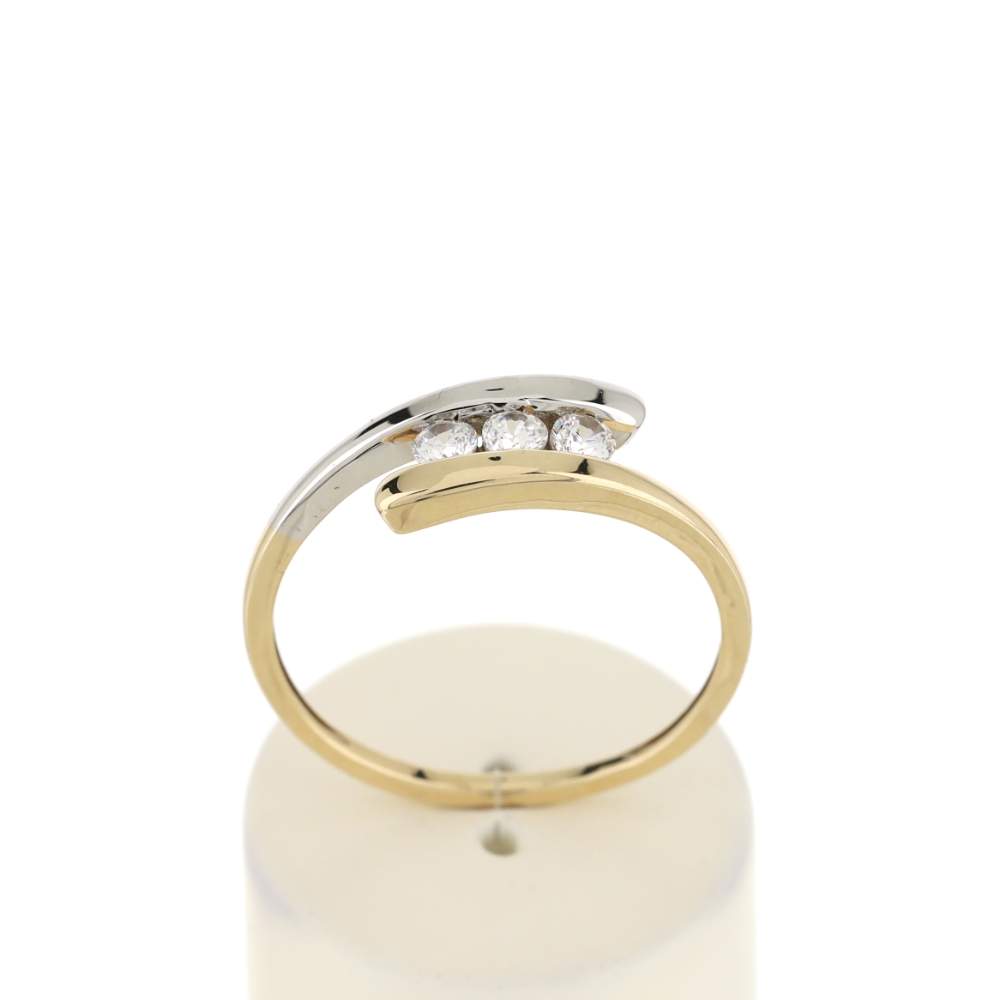 Bague or 375 2 tons zirconias - vue 1