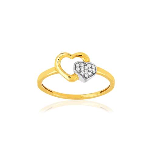 Bague or 375 2 tons zirconias