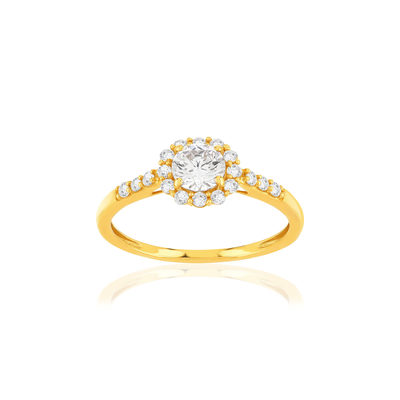 Bague or 375 jaune zirconias. - vue 1