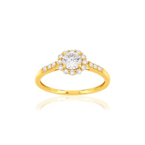 Bague or 375 jaune zirconias.