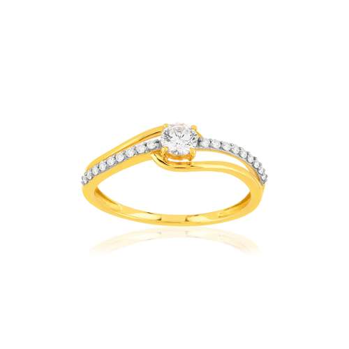 Bague or 375 2 tons zirconias