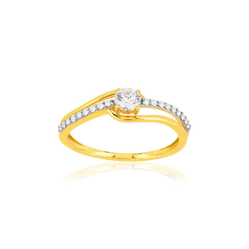 Bague or 375 2 tons zirconias - vue 1