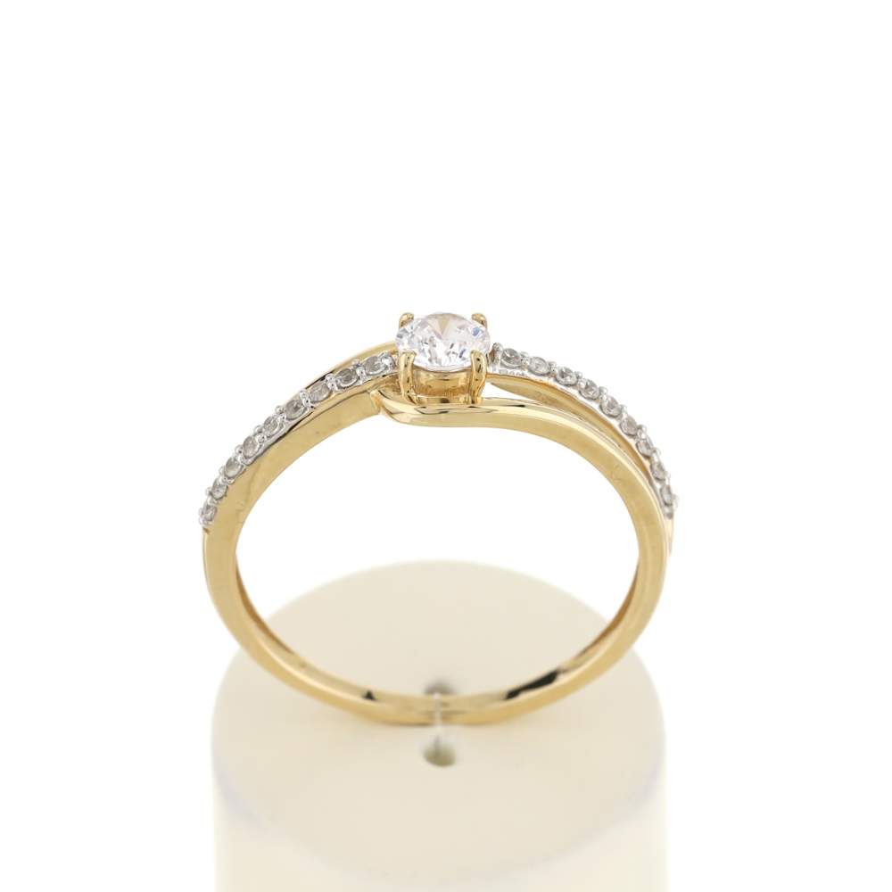 Bague or 375 2 tons zirconias - vue 1