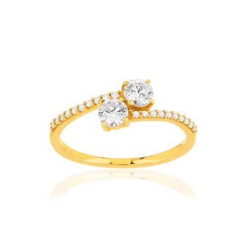 Gouden ring 375 gele zirkonia's