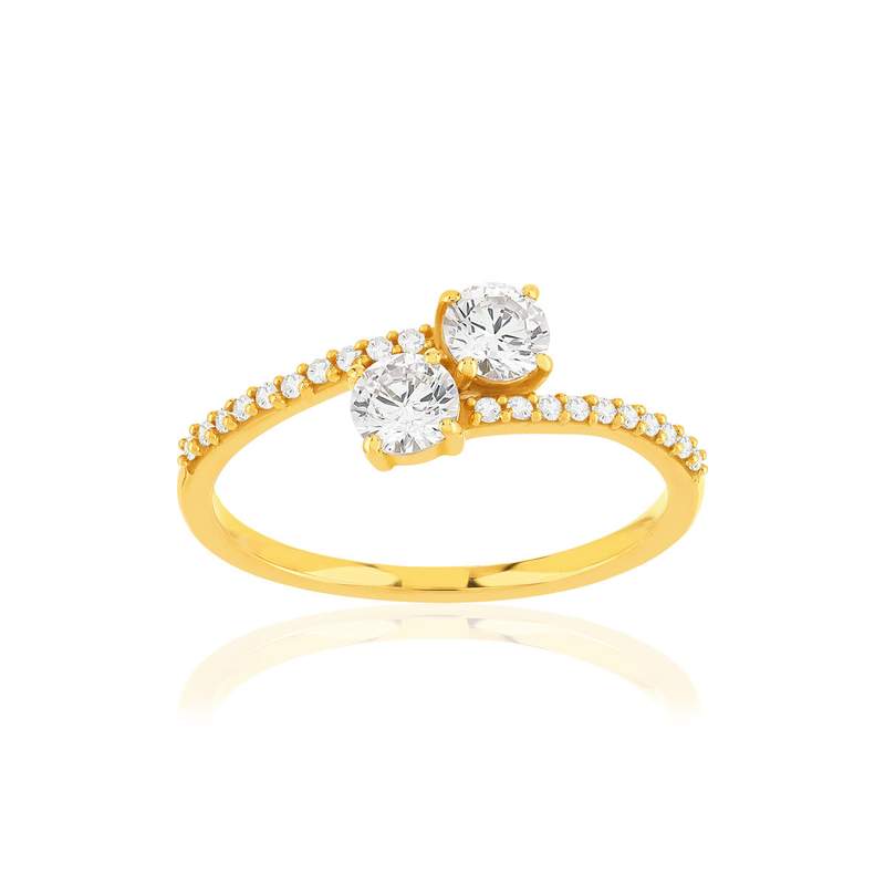 Bague or 375 jaune zirconias - vue 1