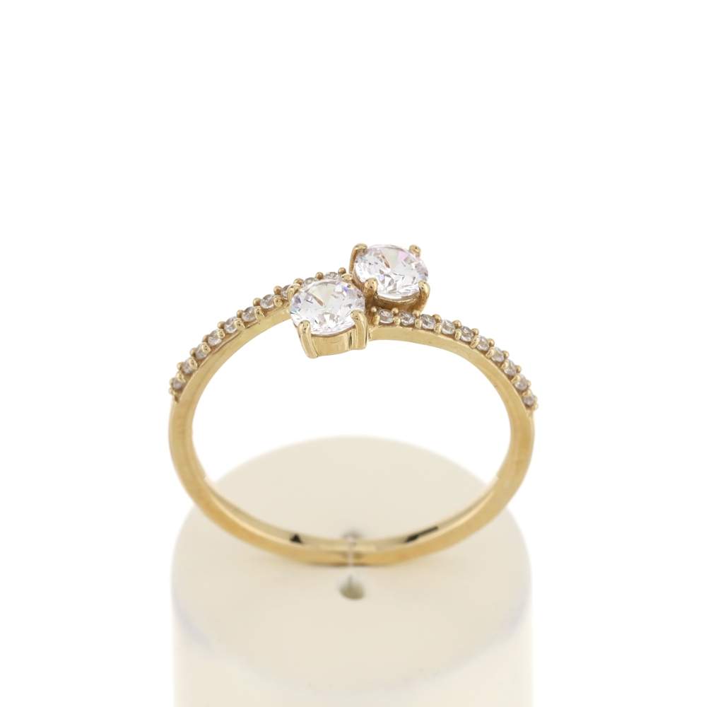 Bague or 375 jaune zirconias - vue 1