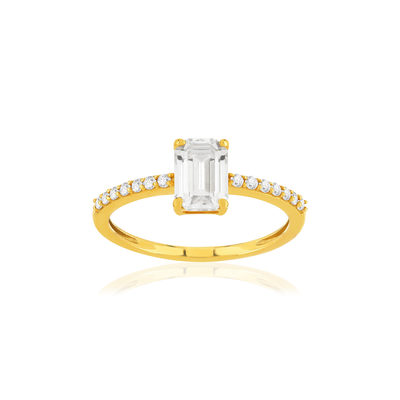 Bague or 375 jaune zirconias