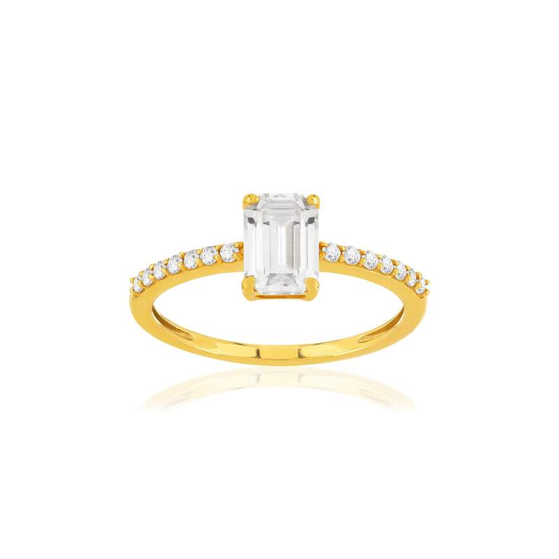 Bague or 375 jaune zirconias - vue 1