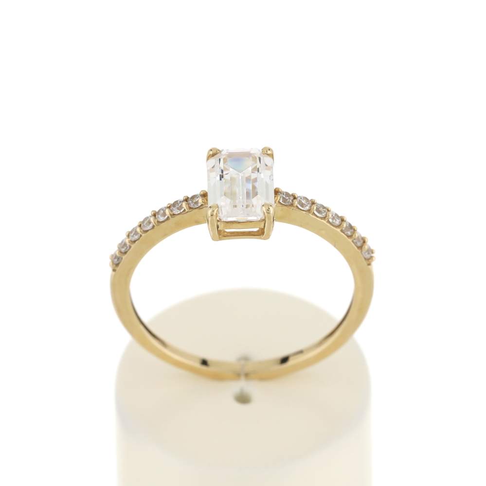 Bague or 375 jaune zirconias - vue 1