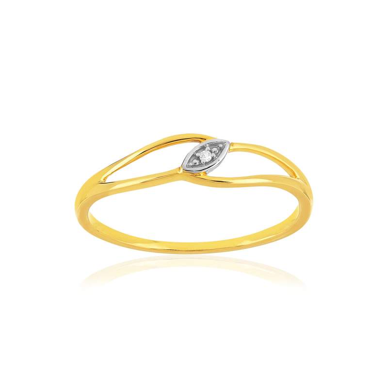 Bague or 375 2 tons diamant - vue 1