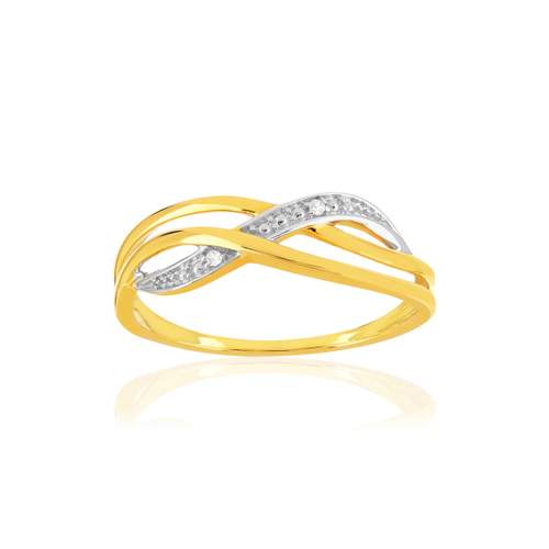 Bague or 375 2 tons diamants