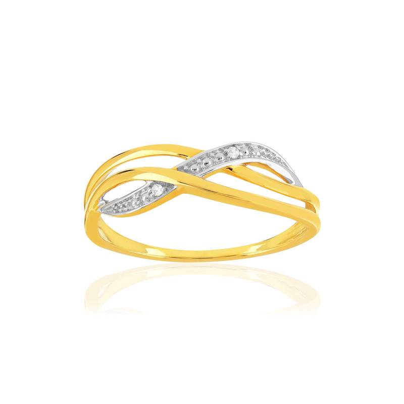 Bague or 375 2 tons diamants - vue 1