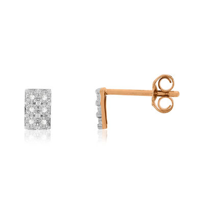 Boucles d'oreilles or 375 rose diamants - vue 1