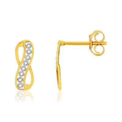 Boucles d'oreilles or 375 2 tons diamants