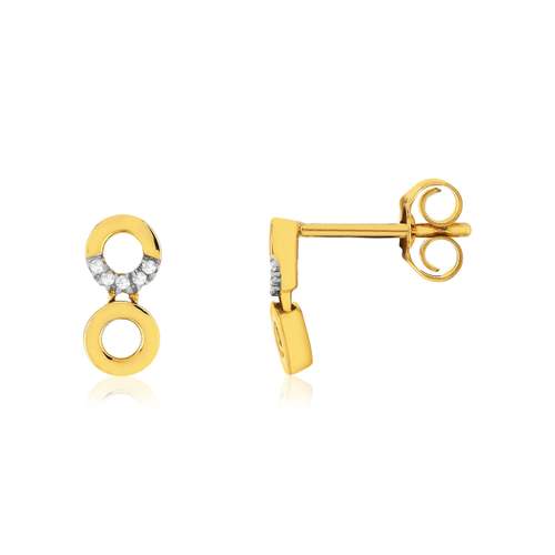 Gold earrings 375 2 tone diamonds