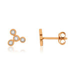 Boucles d'oreilles or 375 rose diamants - vue 1