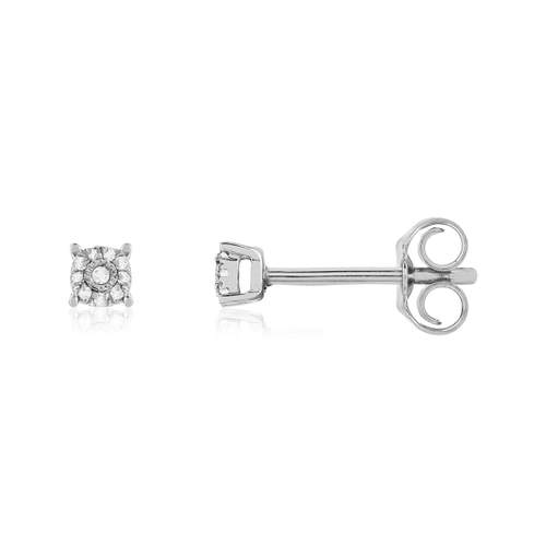 Oorbellen in 375 witgoud met diamanten