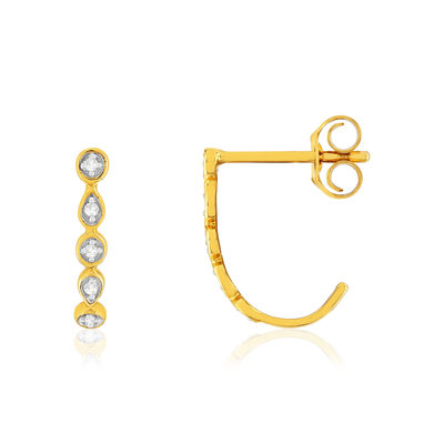 Gold earrings 375 2 tone diamonds