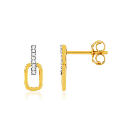 Gold earrings 375 2 tone diamonds