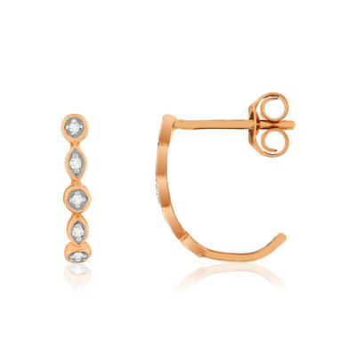 Boucles d'oreilles or 375 rose diamants