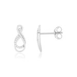 Boucles d'oreilles or 375 blanc diamants - vue 1