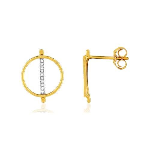 Boucles d'oreilles or 375 2 tons diamants
