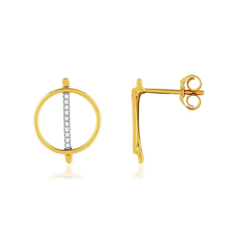 Boucles d'oreilles or 375 2 tons diamants - vue 1
