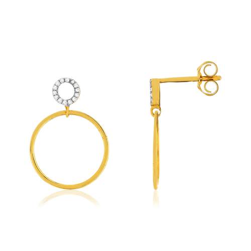 Boucles d'oreilles or 375 2 tons diamants