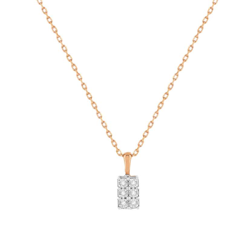 Collier or 375 rose diamants 45 cm - vue 1