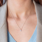 Gouden collier 375 rozetdiamanten 45 cm - gedragen zicht 1