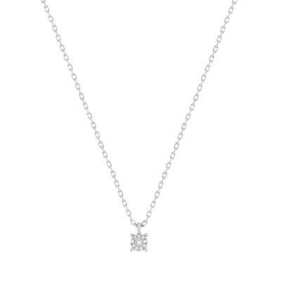 Collier or 375 blanc diamants, 45 cm