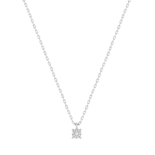 Collier or 375 blanc diamants, 45 cm