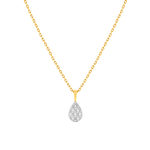 Collier or 375 2 tons diamants, motif goutte 45 cm - vue 1