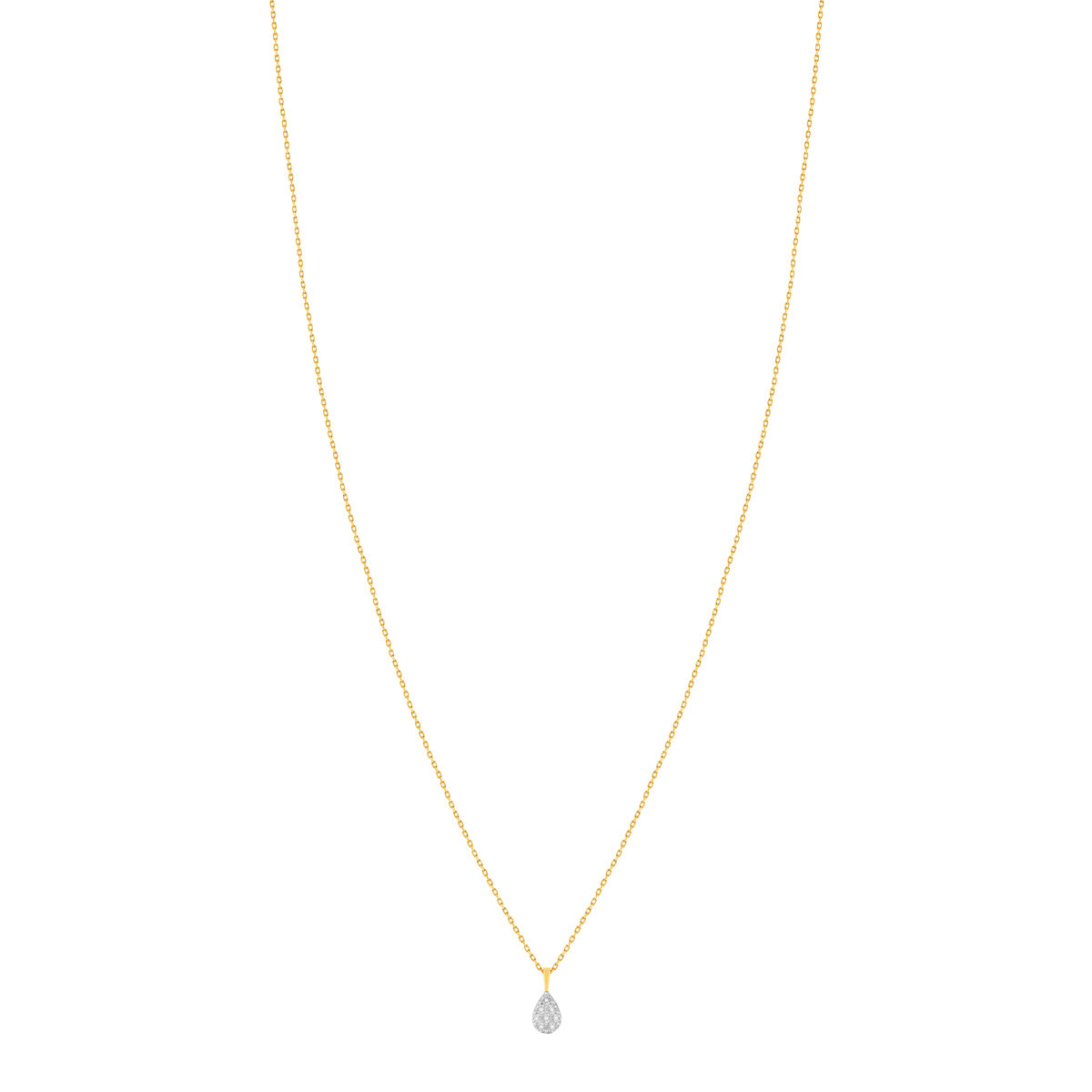 Collier or 375 2 tons diamants, motif goutte 45 cm - vue 2