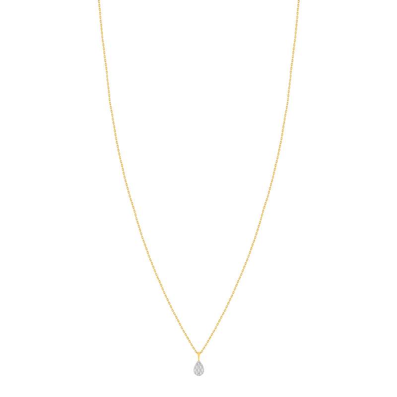 Collier or 375 2 tons diamants, motif goutte 45 cm - vue 2