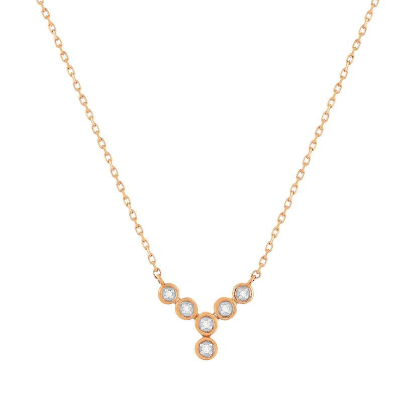 Collier or 375 rose diamants, 45 cm - vue 1