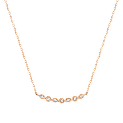 Gold necklace 375 rose diamonds 45 cm