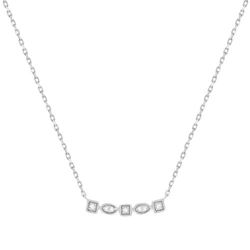 Collier or 375 blanc diamants, motif étoile 45 cm
